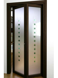 Складные двери гармошка с матовым стеклом Кызыл