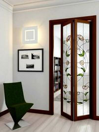 Двери гармошка с витражным декором Кызыл
